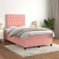 cadre de lit avec matelas rose 120x190 cm velours