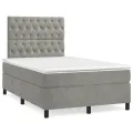 cadre de lit et matelas gris clair 120x190cm velours