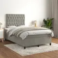 cadre de lit et matelas gris clair 120x190cm velours