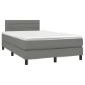 cadre de lit matelas LED gris foncé 120x190 cm tissu