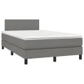 cadre de lit matelas LED gris foncé 120x190 cm tissu
