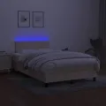 cadre de lit matelas et LED crème 120x190 cm tissu