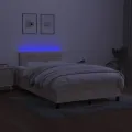 cadre de lit matelas et LED crème 120x190 cm tissu