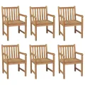 Chaises de jardin 6 pcs avec coussins bleu Bois de teck solide