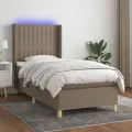 cadre de lit matelas et LED Taupe 80x200cm Tissu
