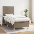cadre de lit avec matelas Taupe 90x190 cm Tissu
