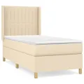 cadre de lit et matelas Crème 90x190 cm Tissu