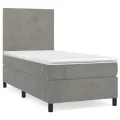 cadre de lit et matelas Gris clair 90x190 cm Velours