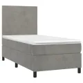 cadre de lit et matelas Gris clair 90x190 cm Velours