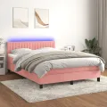 cadre de lit avec matelas et LED Rose 140x200 cm