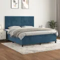 cadre de lit et matelas Bleu foncé 160x200cm Velours
