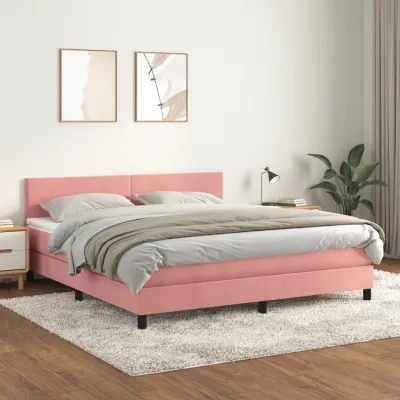 cadre de lit avec matelas Rose 180x200 cm Velours