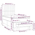 cadre de lit et matelas Noir 80x200 cm Velours