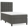 cadre de lit et matelas et LED Gris foncé 90x190 cm