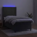 cadre de lit matelas LED Gris foncé 90x200cm Velours