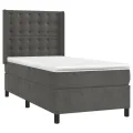 cadre de lit matelas LED Gris foncé 90x200cm Velours