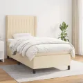 cadre de lit avec matelas Crème 80x200 cm Tissu