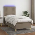 cadre de lit et matelas et LED Taupe 80x200cm Tissu