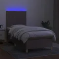 cadre de lit et matelas et LED Taupe 80x200cm Tissu
