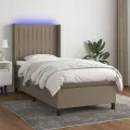 cadre de lit matelas et LED Taupe 80x200cm Tissu