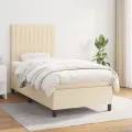 cadre de lit et matelas Crème 90x190 cm Tissu