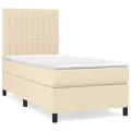 cadre de lit et matelas Crème 90x190 cm Tissu