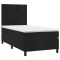 cadre de lit avec matelas LED Noir 90x200 cm Velours