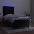cadre de lit avec matelas LED Noir 90x200 cm Velours