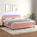 cadre de lit avec matelas LED Rose 180x200cm Velours