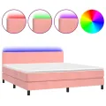 cadre de lit avec matelas LED Rose 180x200cm Velours