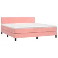 cadre de lit avec matelas LED Rose 180x200cm Velours