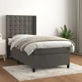 cadre de lit et matelas Gris foncé 90x190 cm Velours