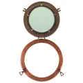 Miroir en forme de hublot mural Ø38 cm aluminium et verre