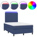 cadre de lit matelas et LED bleu 120x190 cm tissu
