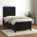 cadre de lit avec matelas LED Noir 80x200cm Velours