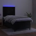 cadre de lit avec matelas LED Noir 80x200cm Velours