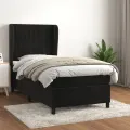cadre de lit et matelas Noir 80x200 cm Velours
