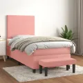 cadre de lit avec matelas Rose 90x200 cm Velours