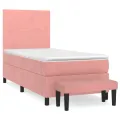 cadre de lit avec matelas Rose 90x200 cm Velours