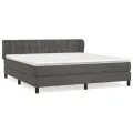 cadre de lit et matelas Gris foncé 180x200cm Velours
