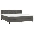 cadre de lit et matelas Gris foncé 180x200cm Velours