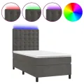 cadre de lit et matelas et LED Gris foncé 90x200 cm