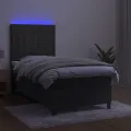 cadre de lit et matelas et LED Gris foncé 90x200 cm