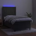 cadre de lit matelas LED Gris foncé 90x190cm Velours