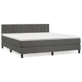 cadre de lit et matelas Gris foncé 180x200cm Velours