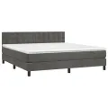 cadre de lit et matelas Gris foncé 180x200cm Velours