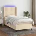 cadre de lit matelas et LED Crème 80x200cm Tissu