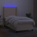 cadre de lit matelas et LED Crème 80x200cm Tissu