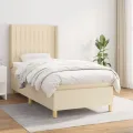 cadre de lit avec matelas Crème 80x200 cm Tissu