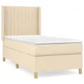 cadre de lit avec matelas Crème 80x200 cm Tissu